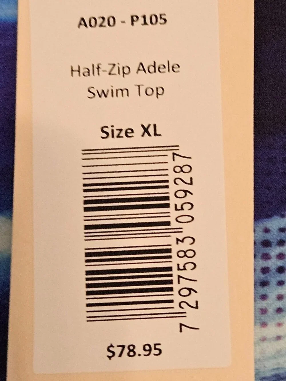 Calypsa Half Zip Adele Swim Top Size XL